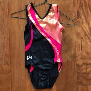GK pink and black gymnastics leotard